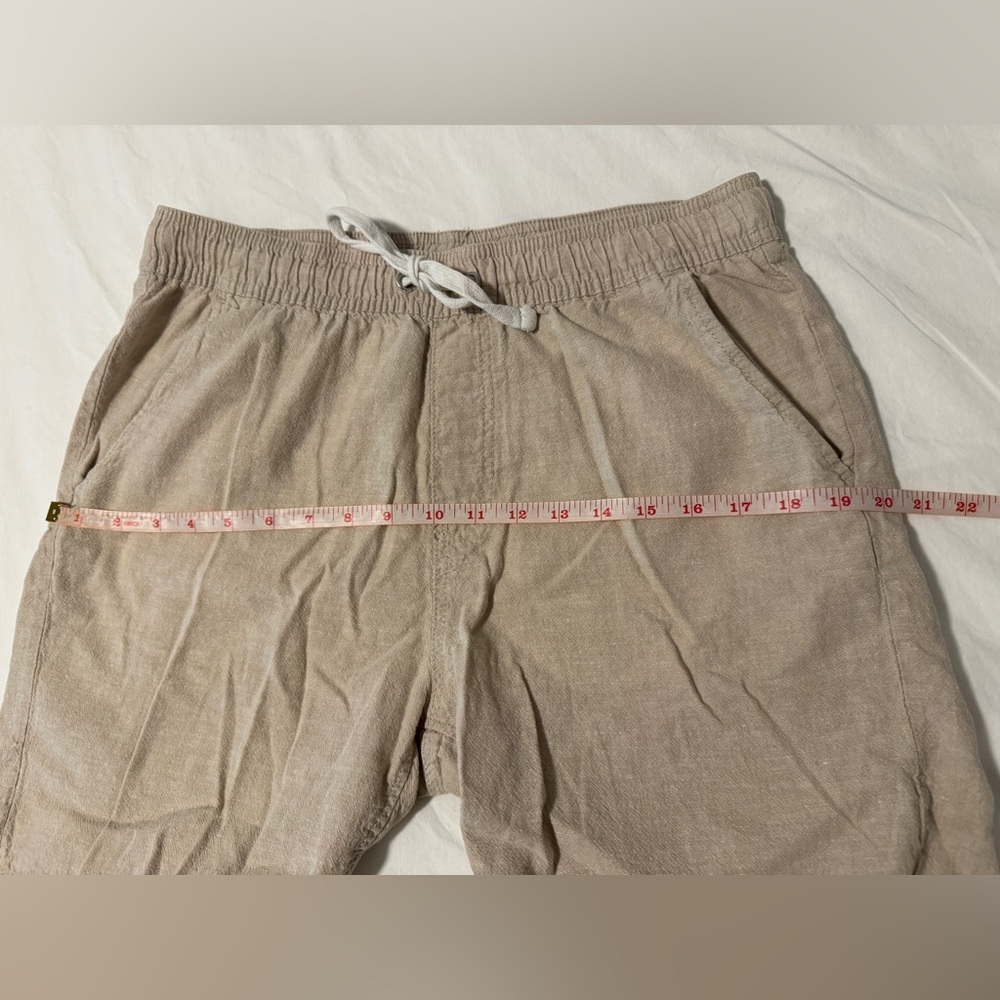 Men's Tenth + Ocean Washable Linen Size Large Tan Casual Shorts Drawstring Waist - Picture 6 of 10